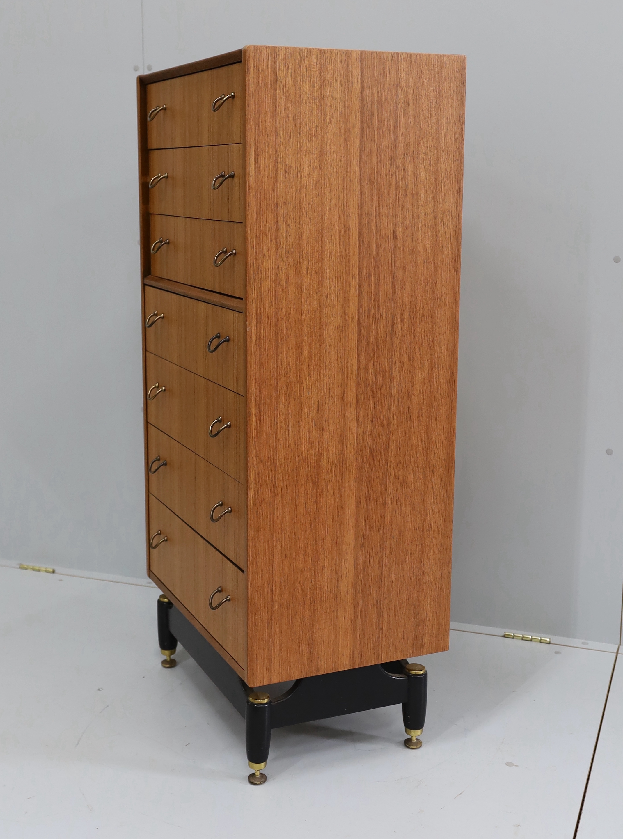 A mid century G Plan Librenza seven drawer chest, width 60cm, depth 41cm, height 128cm